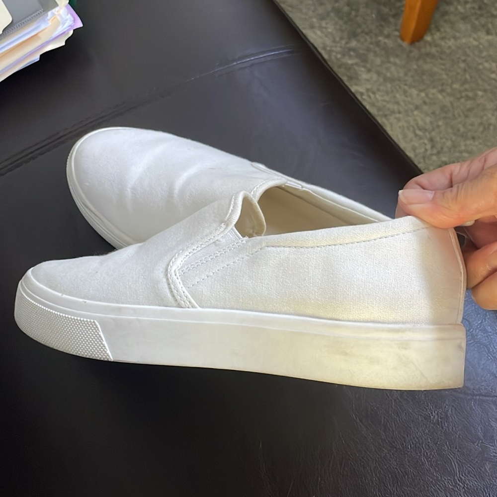 White Sketchers Memory Foam Slip On Sneakers Read… - image 5